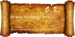 Ormay Kleopátra névjegykártya